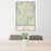 24x36 Roxbury New York Map Print Portrait Orientation in Woodblock Style Behind 2 Chairs Table and Potted Plant