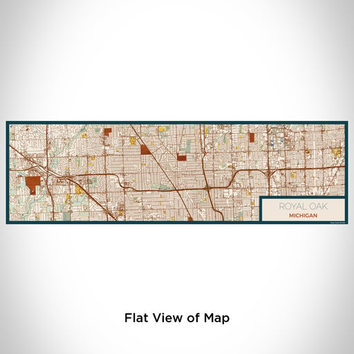 Flat View of Map Custom Royal Oak Michigan Map Enamel Mug in Woodblock