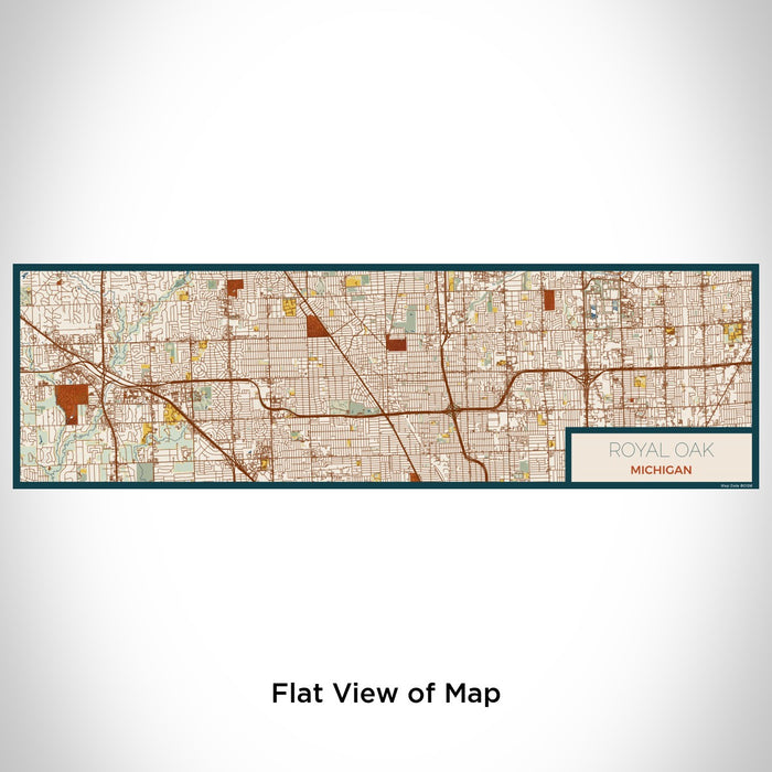 Flat View of Map Custom Royal Oak Michigan Map Enamel Mug in Woodblock