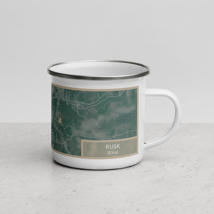 Right View Custom Rusk Texas Map Enamel Mug in Afternoon