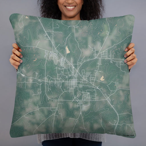 Person holding 22x22 Custom Rusk Texas Map Throw Pillow in Afternoon