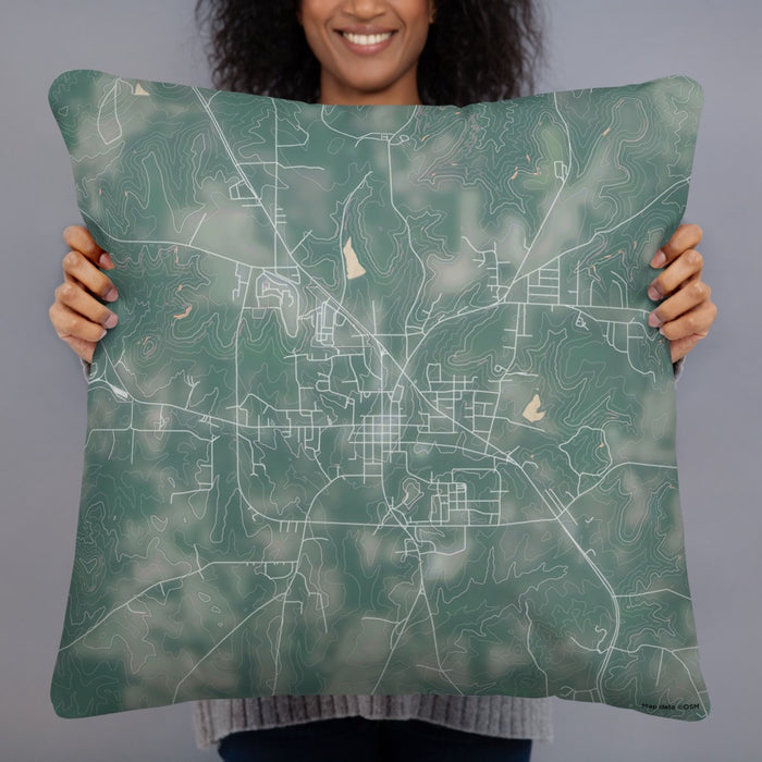 Person holding 22x22 Custom Rusk Texas Map Throw Pillow in Afternoon
