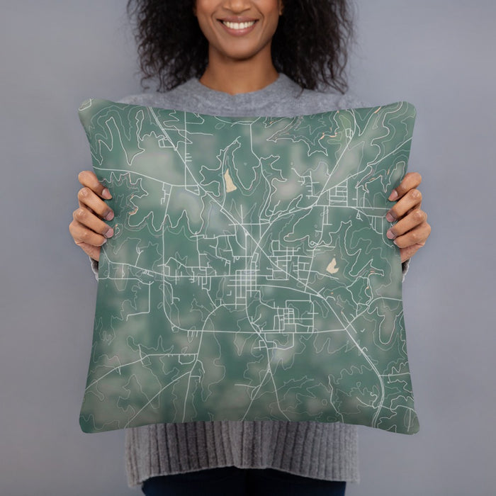 Person holding 18x18 Custom Rusk Texas Map Throw Pillow in Afternoon