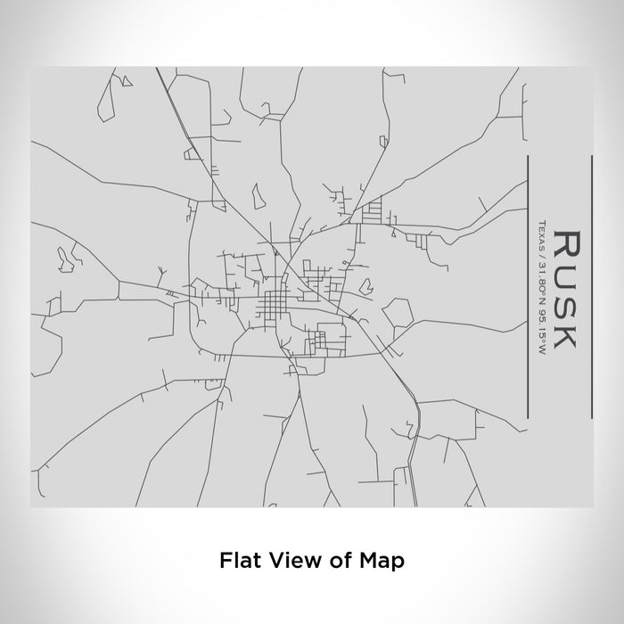 Rendered View of Rusk Texas Map Engraving on 20oz Stainless Steel Insulated Bottle with Bamboo Top