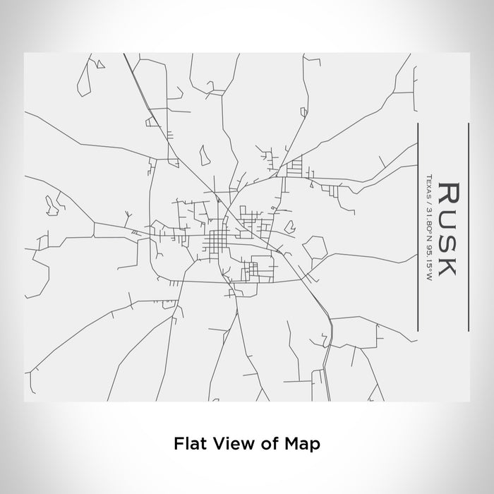 Rendered View of Rusk Texas Map Engraving on 20oz Stainless Steel Insulated Bottle with Bamboo Top in White