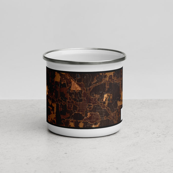 Front View Custom Rusk Texas Map Enamel Mug in Ember