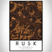 Rusk Texas Map Print Portrait Orientation in Ember Style With Shaded Background