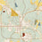 Rusk Texas Map Print in Woodblock Style Zoomed In Close Up Showing Details