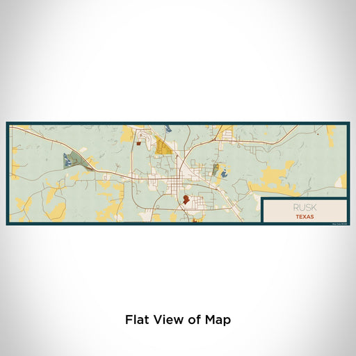 Flat View of Map Custom Rusk Texas Map Enamel Mug in Woodblock