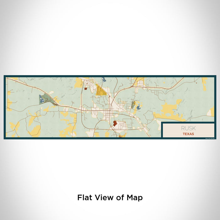 Flat View of Map Custom Rusk Texas Map Enamel Mug in Woodblock