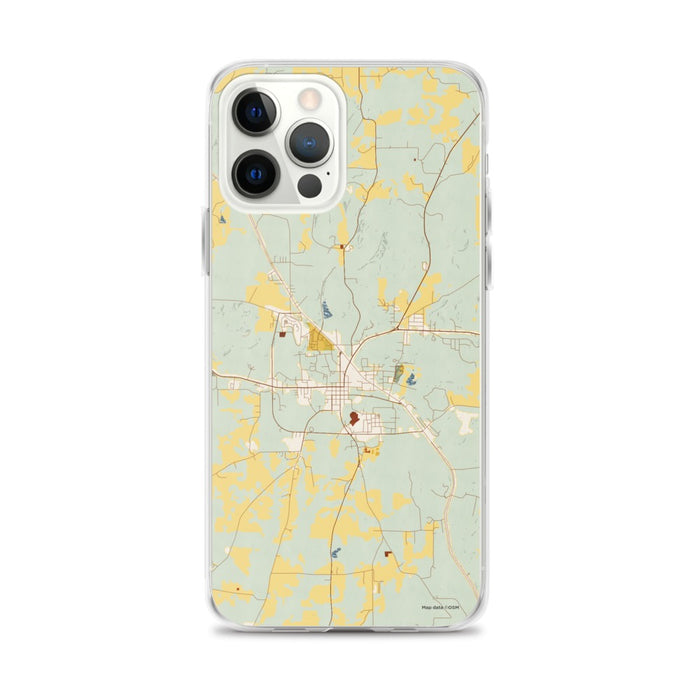 Custom iPhone 12 Pro Max Rusk Texas Map Phone Case in Woodblock
