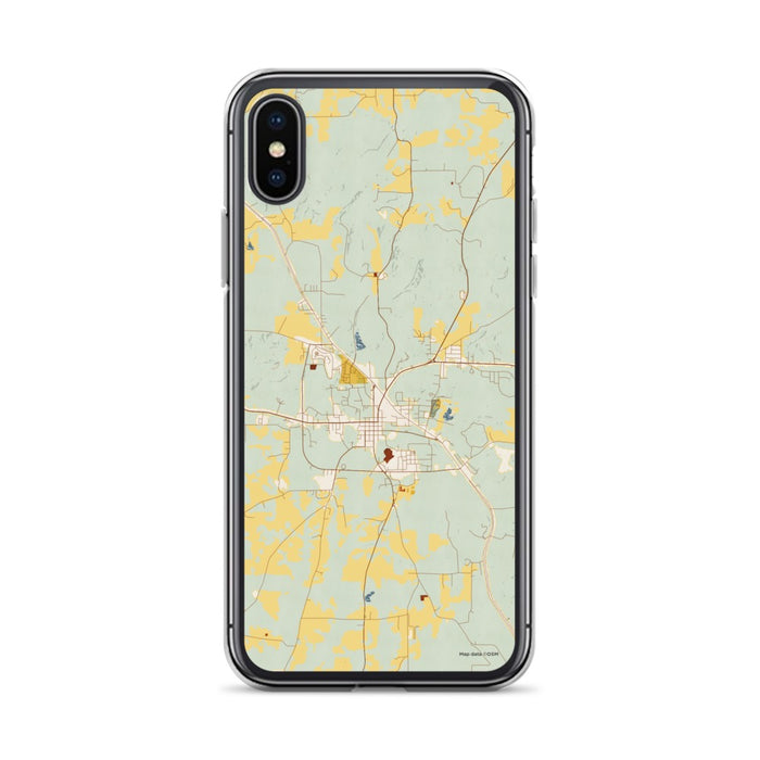 Custom iPhone X/XS Rusk Texas Map Phone Case in Woodblock