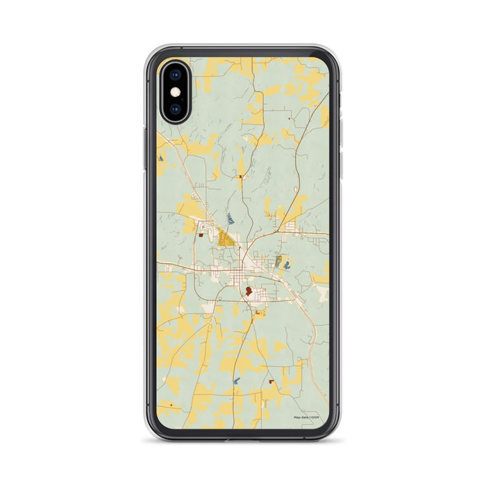 Custom iPhone XS Max Rusk Texas Map Phone Case in Woodblock