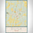 Rusk Texas Map Print Portrait Orientation in Woodblock Style With Shaded Background