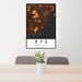 24x36 Rye New York Map Print Portrait Orientation in Ember Style Behind 2 Chairs Table and Potted Plant