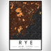 Rye New York Map Print Portrait Orientation in Ember Style With Shaded Background