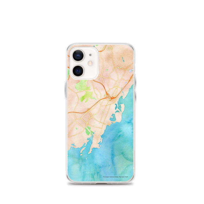 Custom Rye New York Map iPhone 12 mini Phone Case in Watercolor