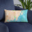 Custom Rye New York Map Throw Pillow in Watercolor on Blue Colored Chair