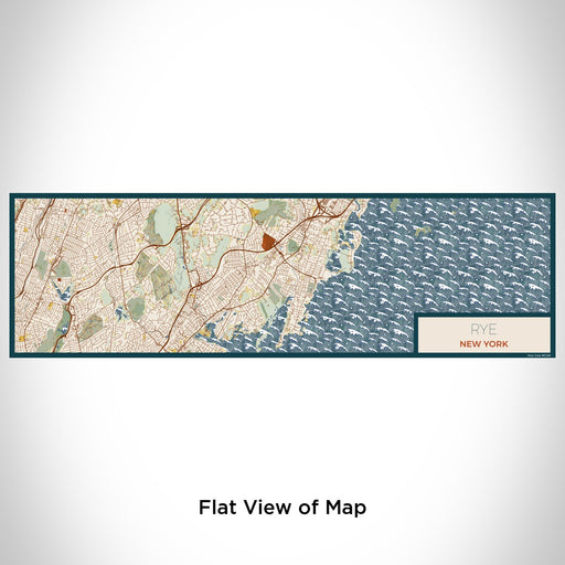 Flat View of Map Custom Rye New York Map Enamel Mug in Woodblock