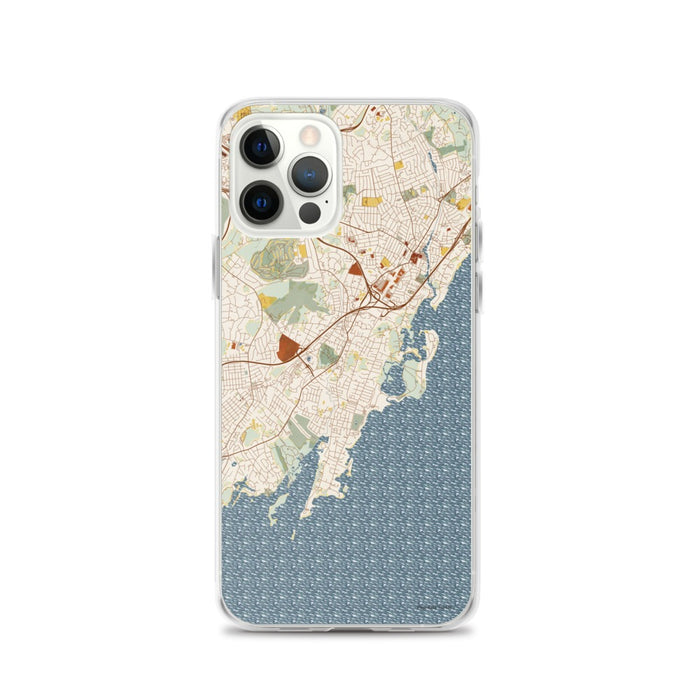 Custom Rye New York Map iPhone 12 Pro Phone Case in Woodblock