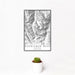 12x18 Sacajawea Peak Oregon Map Print Portrait Orientation in Classic Style With Small Cactus Plant in White Planter