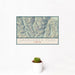 12x18 Sacajawea Peak Oregon Map Print Landscape Orientation in Woodblock Style With Small Cactus Plant in White Planter