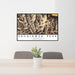 24x36 Sacajawea Peak Oregon Map Print Lanscape Orientation in Ember Style Behind 2 Chairs Table and Potted Plant