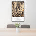 24x36 Sacajawea Peak Oregon Map Print Portrait Orientation in Ember Style Behind 2 Chairs Table and Potted Plant