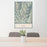 24x36 Sacajawea Peak Oregon Map Print Portrait Orientation in Woodblock Style Behind 2 Chairs Table and Potted Plant