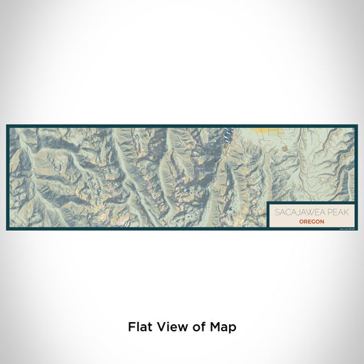 Flat View of Map Custom Sacajawea Peak Oregon Map Enamel Mug in Woodblock