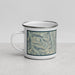 Left View Custom Sacajawea Peak Oregon Map Enamel Mug in Woodblock