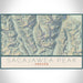 Sacajawea Peak Oregon Map Print Landscape Orientation in Woodblock Style With Shaded Background