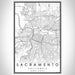 Sacramento California Map Print Portrait Orientation in Classic Style With Shaded Background
