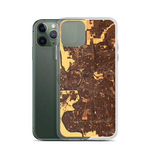 Custom Sacramento California Map Phone Case in Ember on Table with Laptop and Plant