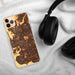 Custom Sacramento California Map Phone Case in Ember on Table with Black Headphones