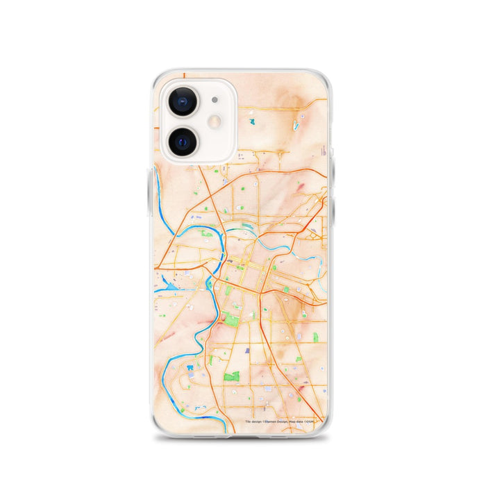Custom Sacramento California Map iPhone 12 Phone Case in Watercolor