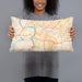 Person holding 20x12 Custom Sacramento California Map Throw Pillow in Watercolor