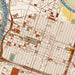 Sacramento California Map Print in Woodblock Style Zoomed In Close Up Showing Details