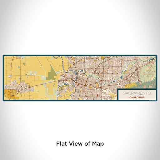 Flat View of Map Custom Sacramento California Map Enamel Mug in Woodblock