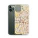 Custom Sacramento California Map Phone Case in Woodblock on Table with Laptop and Plant