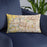 Custom Sacramento California Map Throw Pillow in Woodblock on Blue Colored Chair