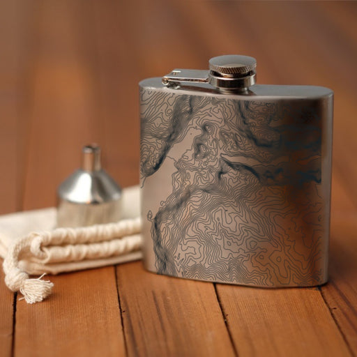 Sacred Rim Wyoming Custom Engraved City Map Inscription Coordinates on 6oz Stainless Steel Flask