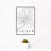 12x18 Saginaw Michigan Map Print Portrait Orientation in Classic Style With Small Cactus Plant in White Planter