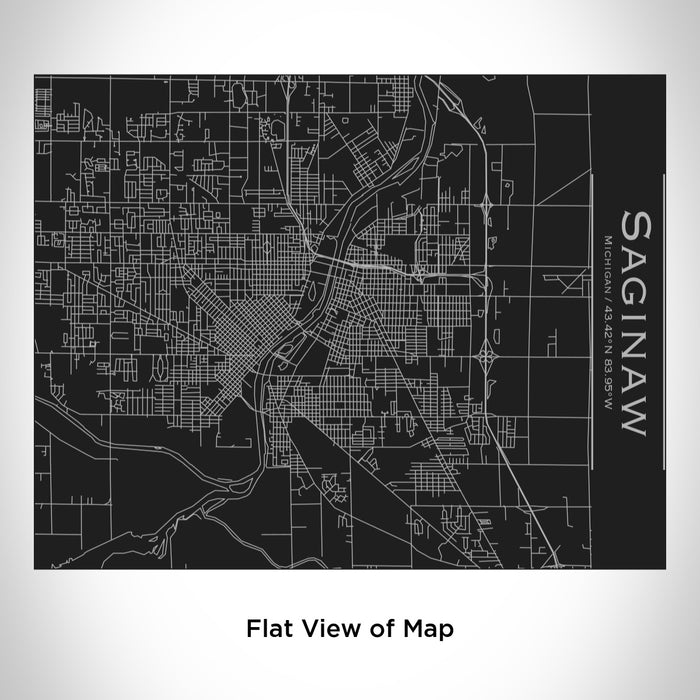 Rendered View of Saginaw Michigan Map Engraving on 20oz Stainless Steel Insulated Bottle with Bamboo Top in Black