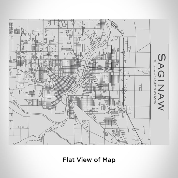 Rendered View of Saginaw Michigan Map Engraving on 20oz Stainless Steel Insulated Bottle with Bamboo Top