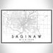 Saginaw Michigan Map Print Landscape Orientation in Classic Style With Shaded Background