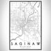 Saginaw Michigan Map Print Portrait Orientation in Classic Style With Shaded Background