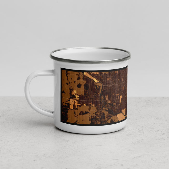 Left View Custom Saginaw Michigan Map Enamel Mug in Ember