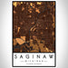 Saginaw Michigan Map Print Portrait Orientation in Ember Style With Shaded Background