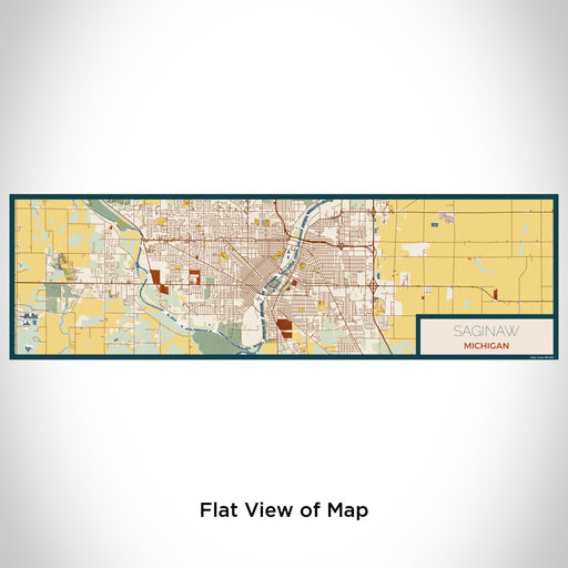 Flat View of Map Custom Saginaw Michigan Map Enamel Mug in Woodblock